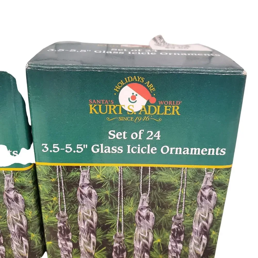 Vintage Kurt Adler Glass Icicle Ornaments 5 Inch Christmas Decor NEW